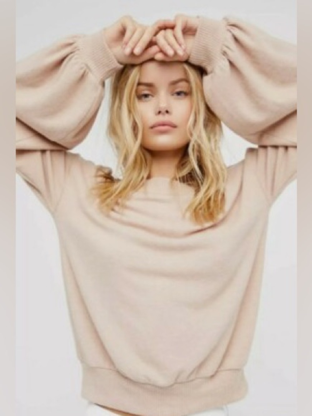 Free People Beach TGIF Pullover Sweater Balloon Sleeves Women’s Xs Gray
